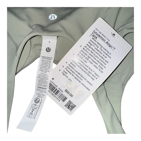 Lululemon Align Tank Top Light Support A/B Cup Fog Green Size 4 NWT - Picture 5 of 5